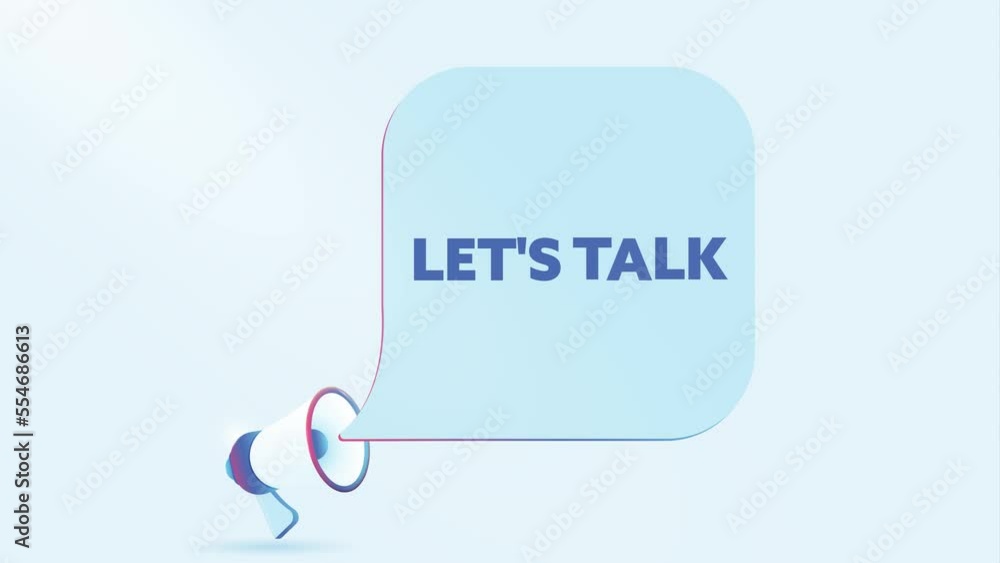 3d realistic megaphone with let's talk speech bubble. Loudspeaker. Banner for business, marketing and advertising. 4K video animation 3d realistic megaphone with let's talk speech bubble. Loudspeaker. Banner for business, marketing and advertising. 4K video animation