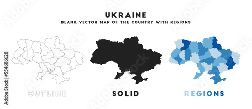 Ukraine map. Borders of Ukraine for your infographic. Vector country shape. Vector illustration.