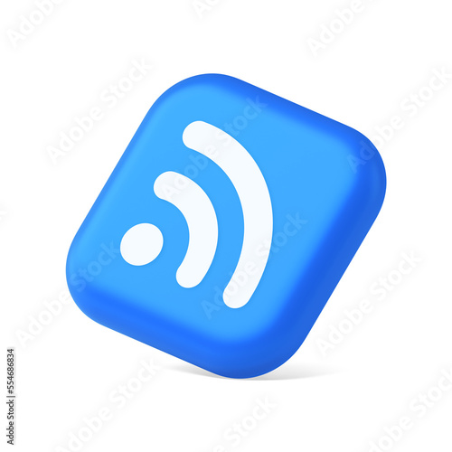 Wifi available access button wireless internet connection signal 3d realistic isometric icon