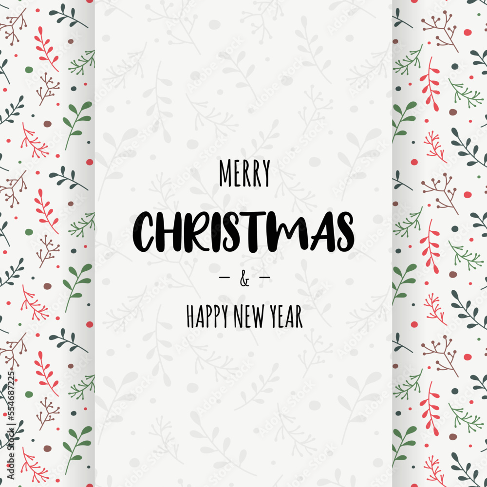 Obraz premium Christmas greeting card with hand drawn branches and wishes. Xmas decoration. Vector
