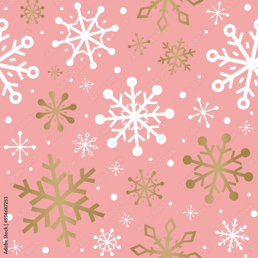Design of Christmas background with golden snowflakes. Seamless pattern. Vector illustration Design of Christmas background with golden snowflakes. Seamless pattern. Vector illustration