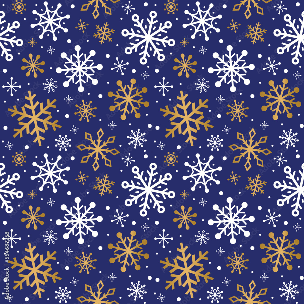 Golden Christmas snowflakes. Concept of seamless pattern. Vector illustration Golden Christmas snowflakes. Concept of seamless pattern. Vector illustration