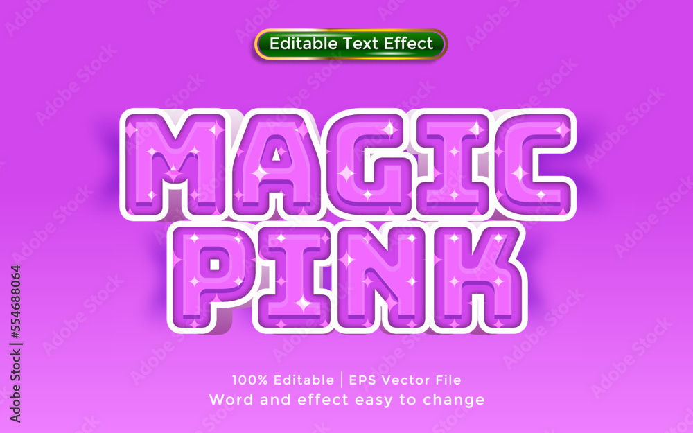 Magic pink text, 3D style text effect