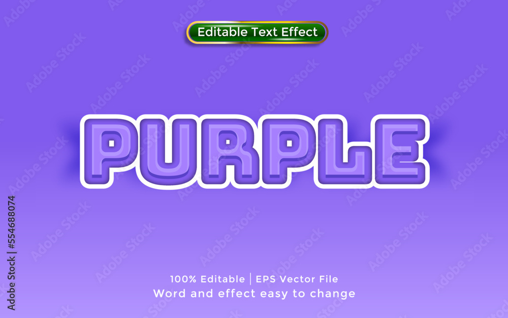 Purple text, 3D style text effect