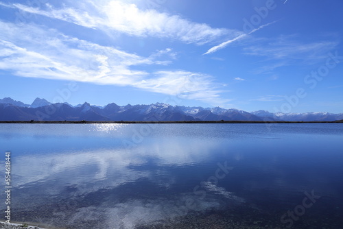 Fototapeta Naklejka Na Ścianę i Meble -  a mountain lake in serfaus, austria