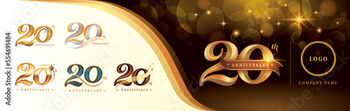 Fotografia Set of 20th Anniversary logotype design, Twenty years anniversary celebration Lo