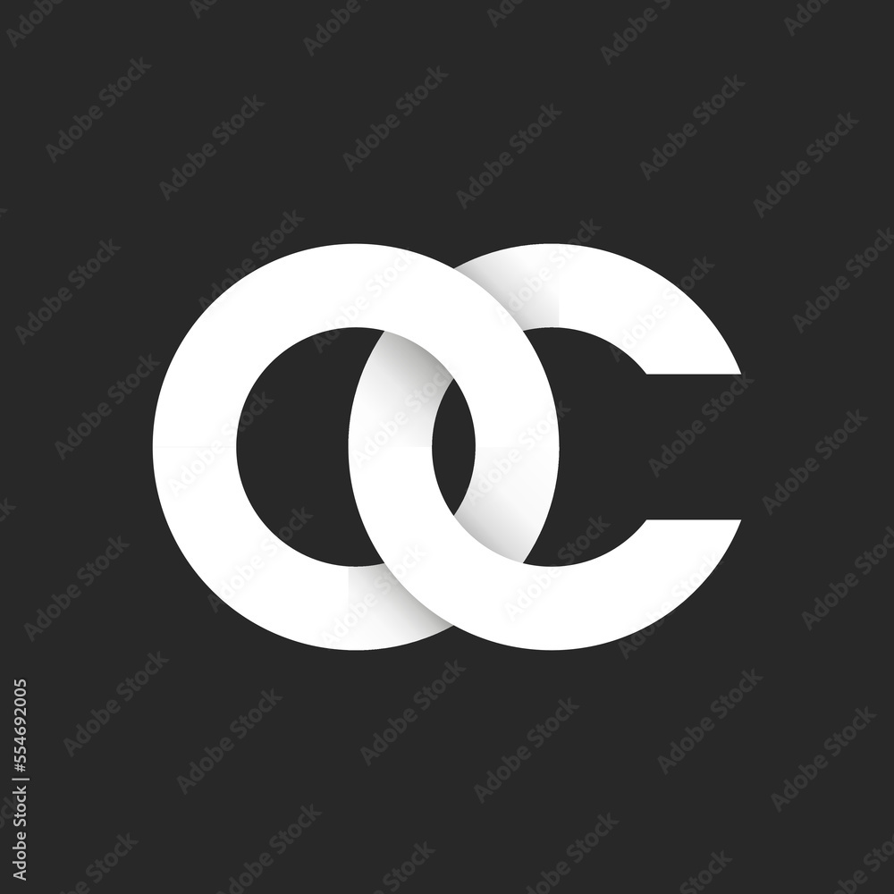 Letters OC or CO initials monogram 3d logo, bold font typography design element, paper cut material design mockup, black and white gradient, creative identity chain shape fashion boutique emblem. Letters OC or CO initials monogram 3d logo, bold font typography design element, paper cut material design mockup, black and white gradient, creative identity chain shape fashion boutique emblem.