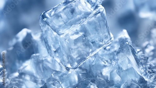 Ice cubes, macro photography, background.