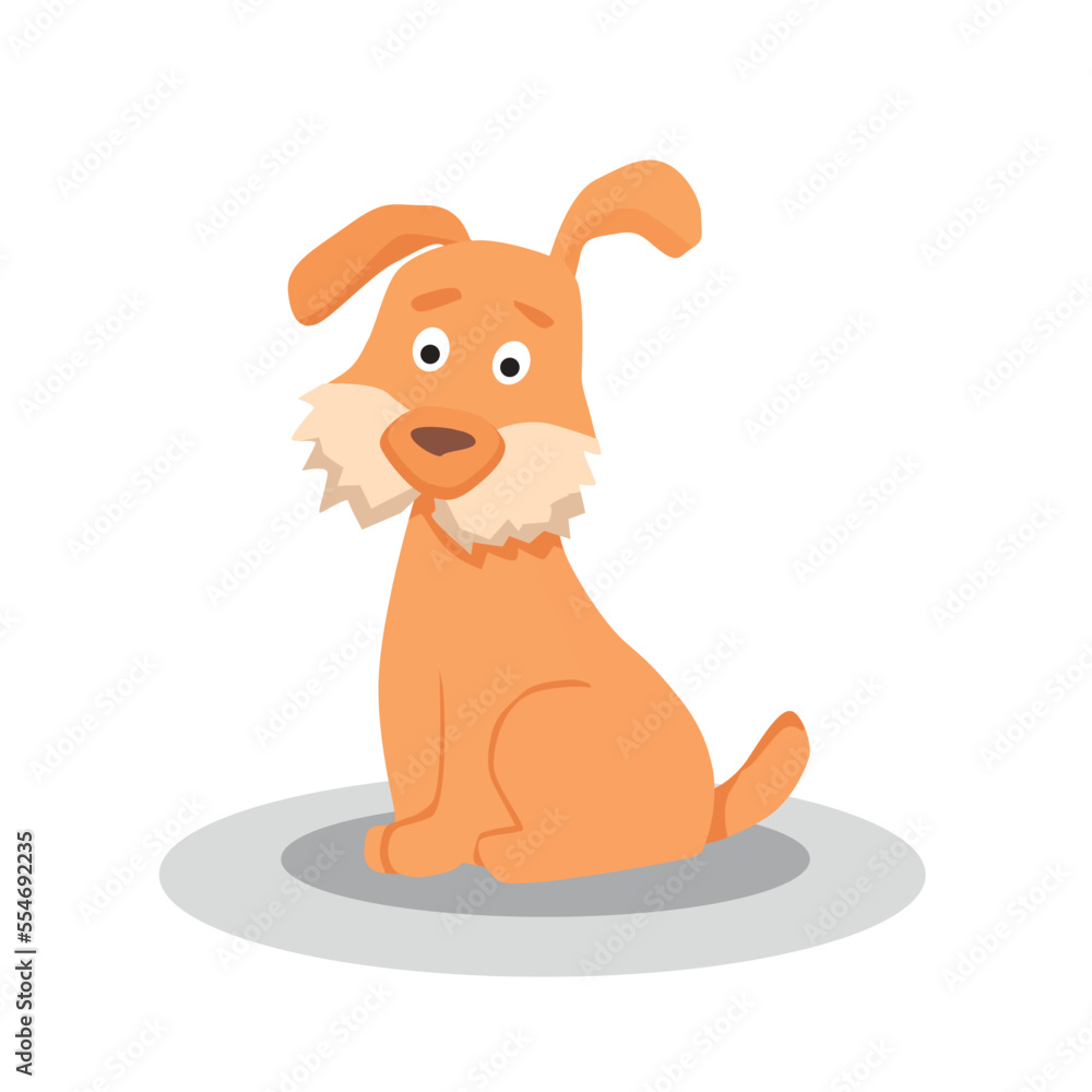 Corgi in a red scarf. Dog vector cartoon illustration. Cute friendly welsh corgi puppy, isolated on white background.