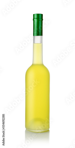 liqueur in a glass bottle isolated on white.
