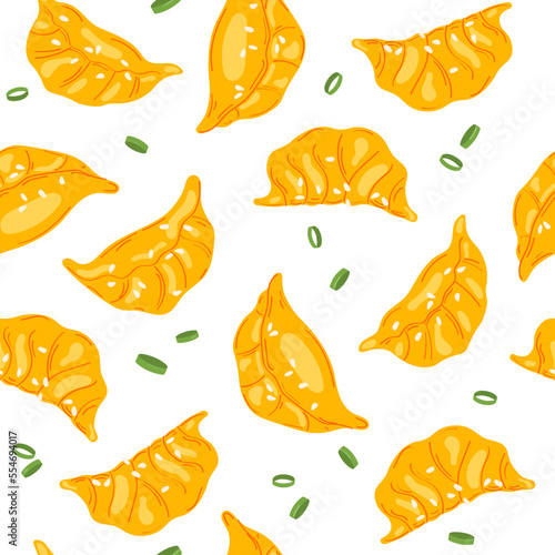 Japanese gyoza dumplings (potstickers). Vector illustration	