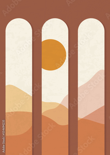 Morocco architecture in arches poster illustration.