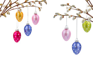 Colorful hanging easter eggs
