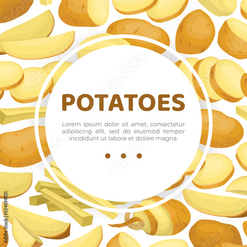 Potato Design with Raw Root Vegetable with Peel Vector Template