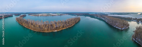 Panoramic landscape with the river Rhine at Otterstadt in Germany.