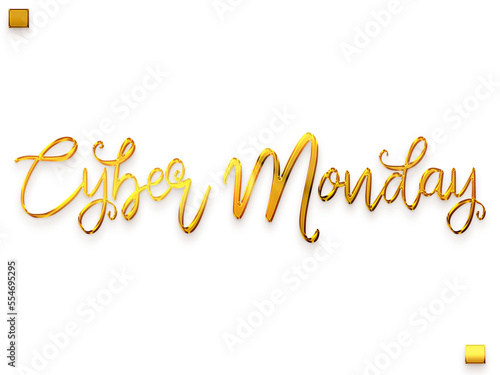 Cyber Monday Gold Gradient Transparent PNG Stylish Cursive Text 