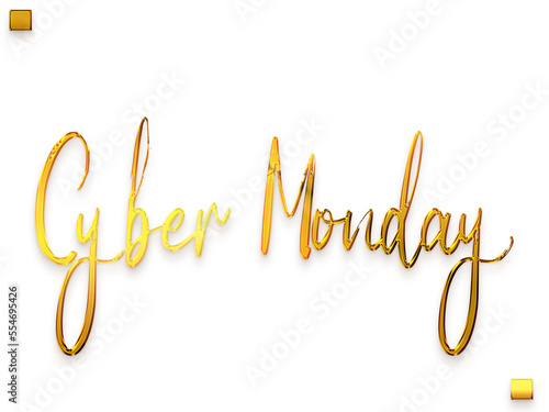 Cyber Monday Gold Gradient Transparent PNG Stylish Cursive Calligraphy Text 