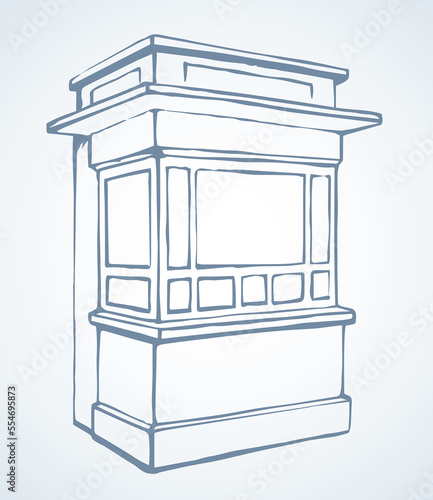 Shop stall. Vector drawing kiosk