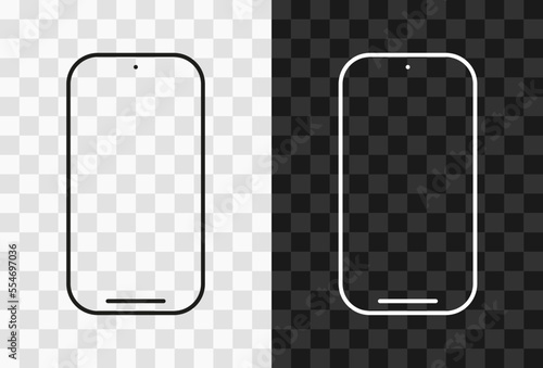 Mobile phone, high quality vector editable line icon. Mobile phone icon isolated on dark and light transparent backgrounds for UI design.