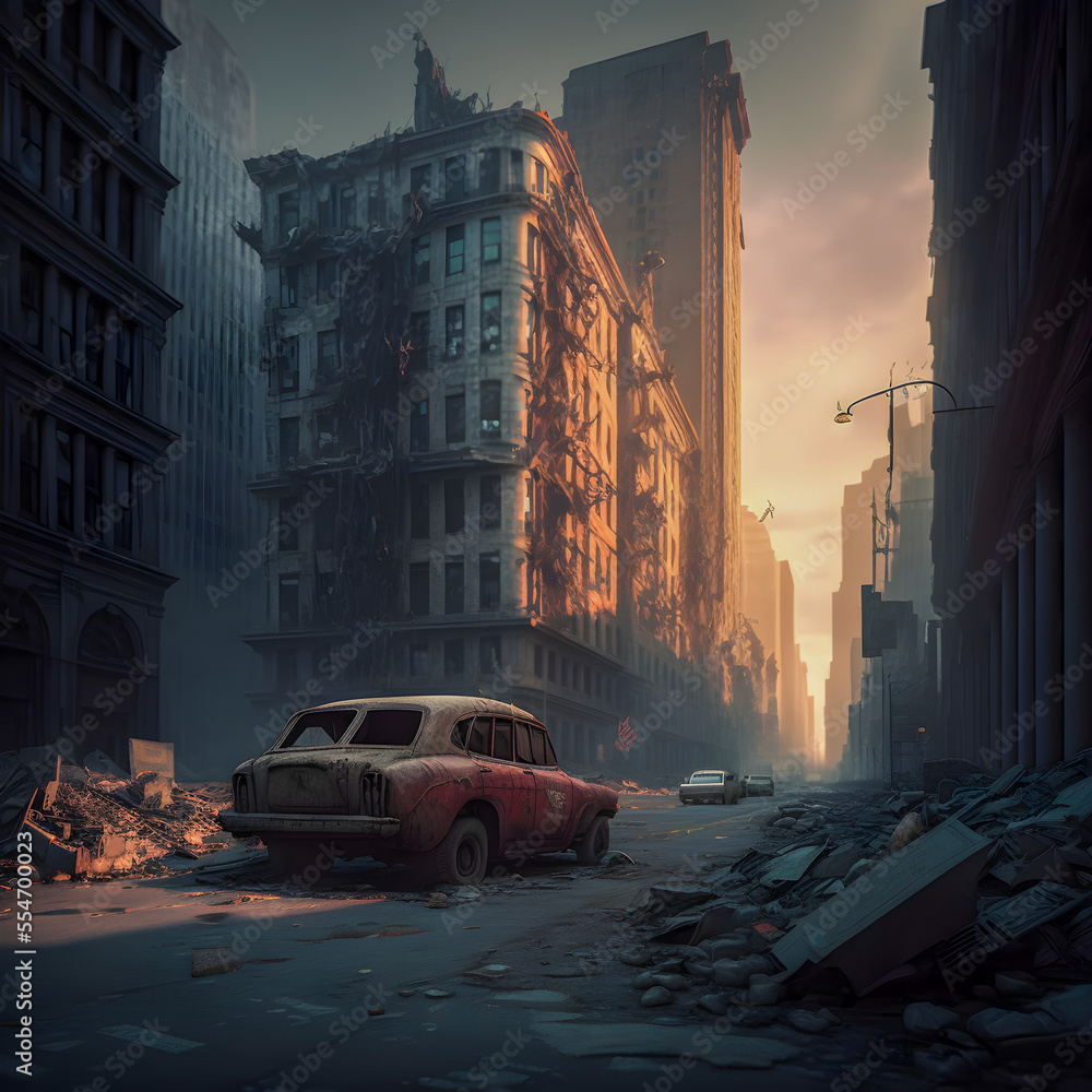The world after the atomic bomb, nuclear war, post-apocalyptic city, abandoned city