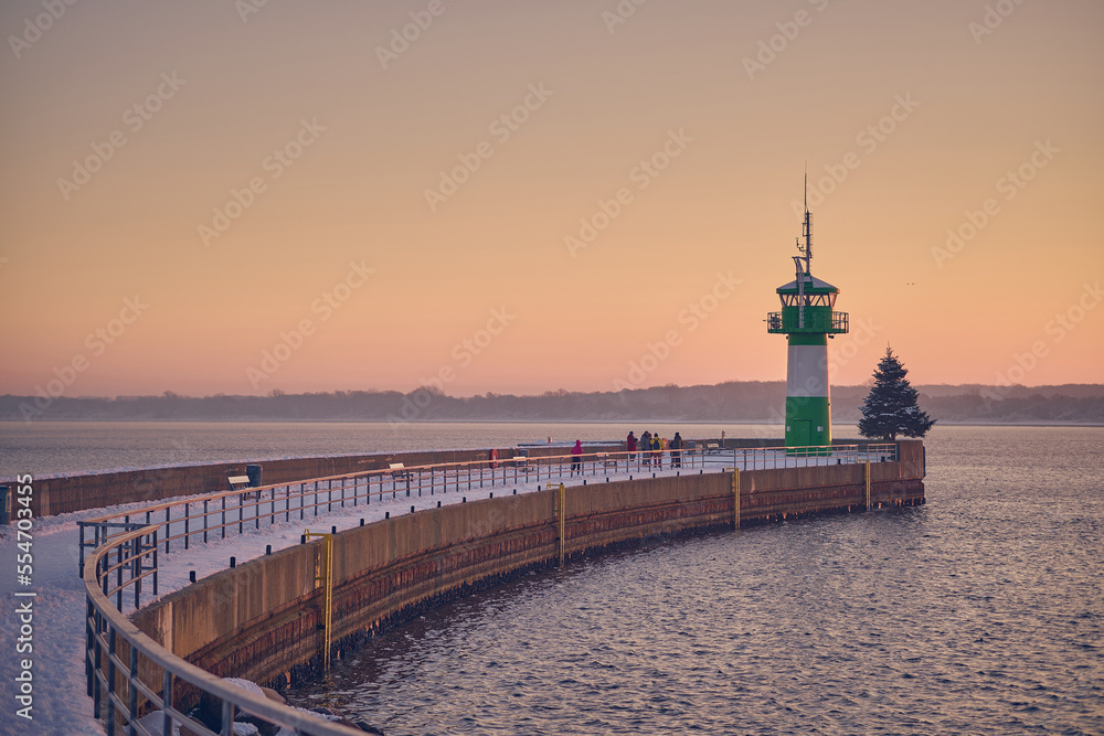 Lighthouse on the Nordermole at Travemunde in northern Germany. High quality photo