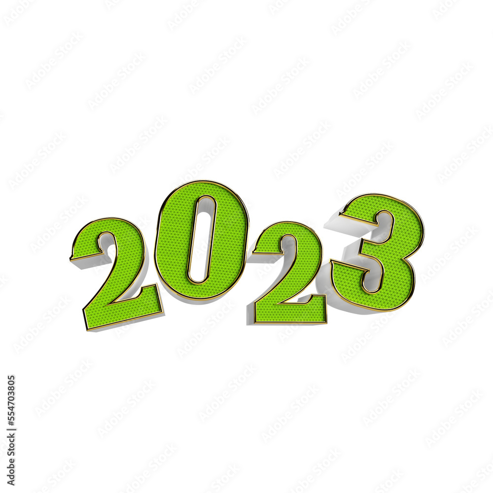 Happy New Year 2023, Realistic 3d render sign, 3d Realistic rendering 2023 on white background Happy New Year 2023, Realistic 3d render sign, 3d Realistic rendering 2023 on white background