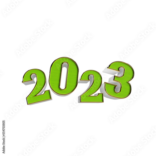 Happy New Year 2023, Realistic 3d render sign, 3d Realistic rendering 2023 on white background