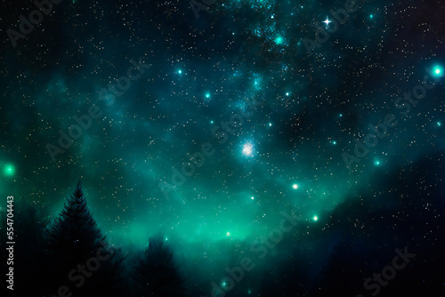 Dark Night Starry Sky Background.  Image created with Generative AI technology.