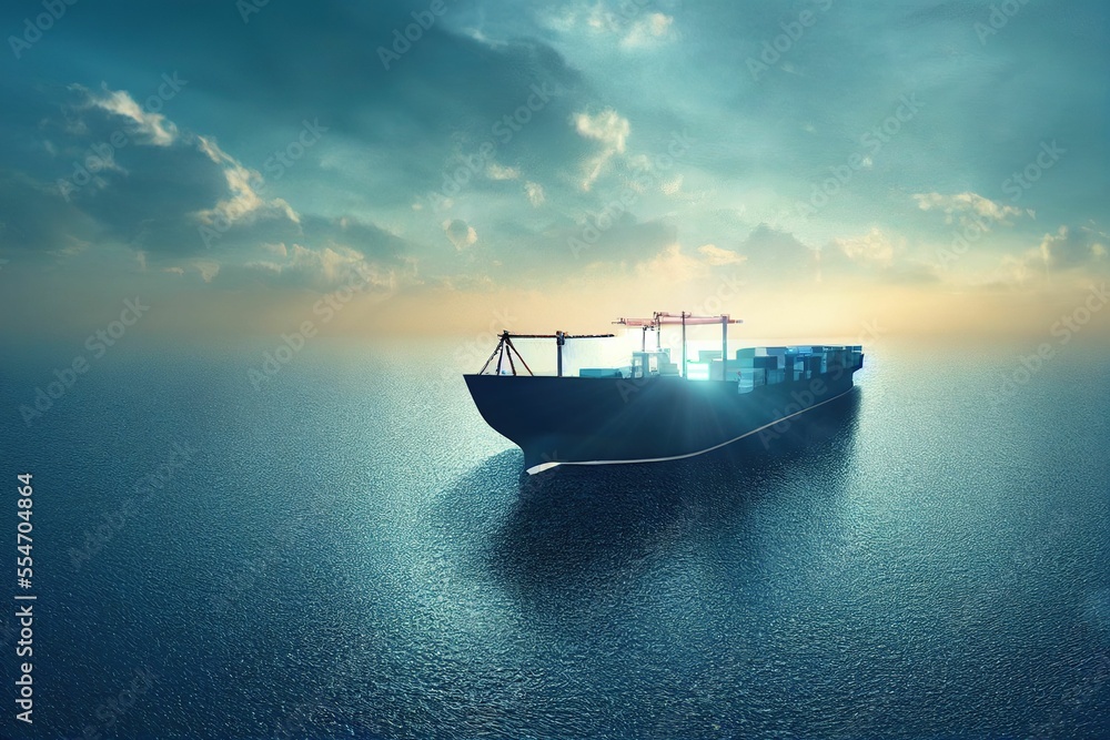 Obraz premium Big ship navigating the ocean, transport concept ,made with Generative AI