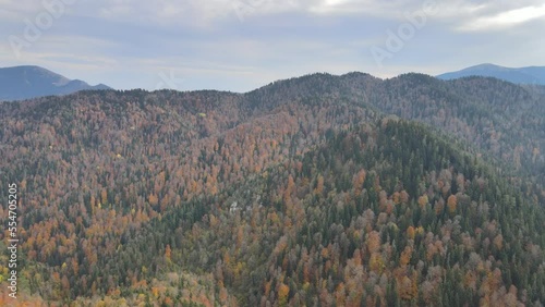 autumn landscape in the mountains drone shot