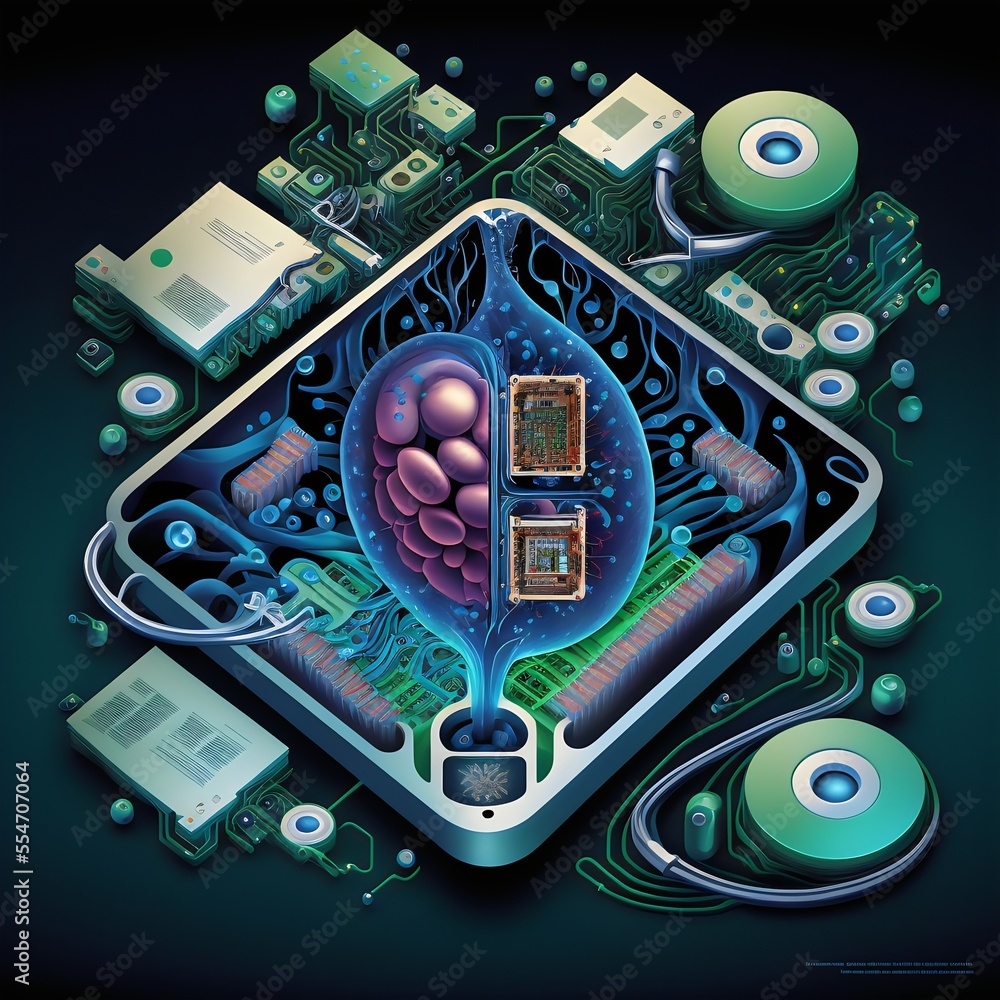 Fototapeta premium Brain computer network symbol created with AI