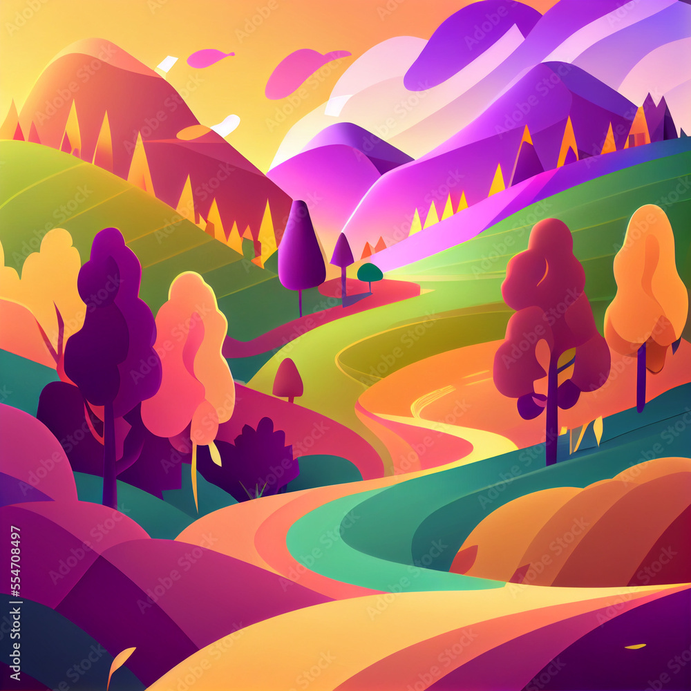 Landscape with smooth colors
