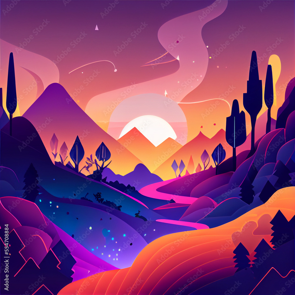 Fototapeta premium Landscape with smooth colors