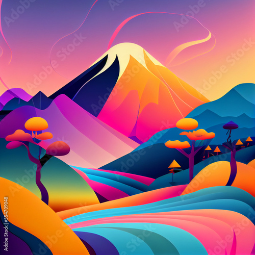 Landscape with smooth colors