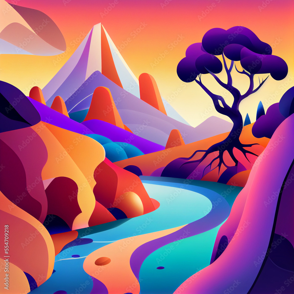 Landscape with smooth colors Landscape with smooth colors
