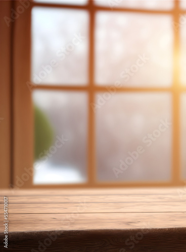 This is an illustration of a quaint table with a large window in the front. The table is set for the upcoming Christmas season