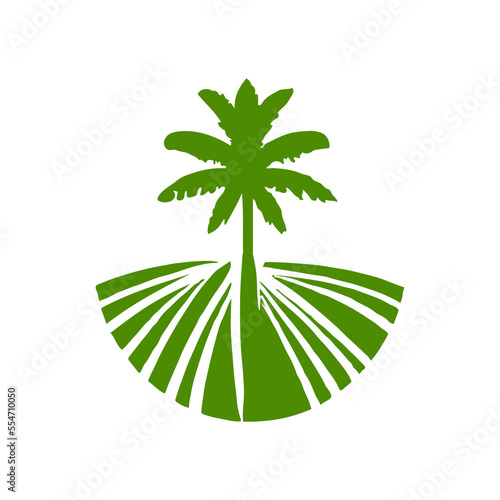 Flat Style Tree Banana Logo Design. Tree Banana fruit logo design template. Vector.