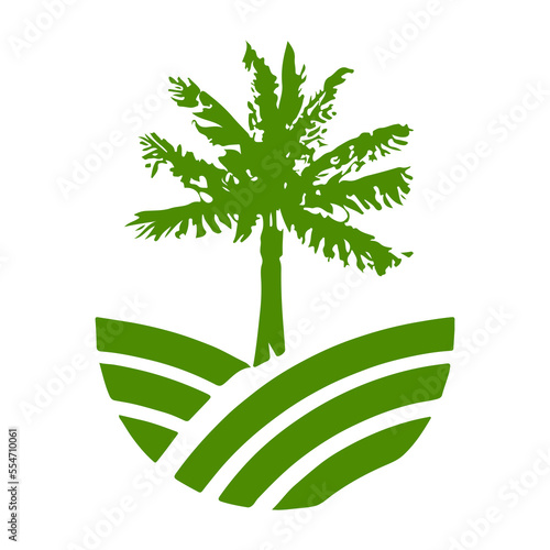 Flat Style Tree Banana Logo Design. Tree Banana fruit logo design template. Vector.