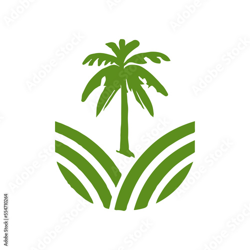 Flat Style Tree Banana Logo Design. Tree Banana fruit logo design template. Vector.