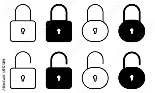 Set of lock and unlock icons. Vector illustration, EPS10