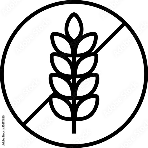 Gluten free isolated label icon. No wheat black and white vector symbol for package of diet food. Template for food intolerance design