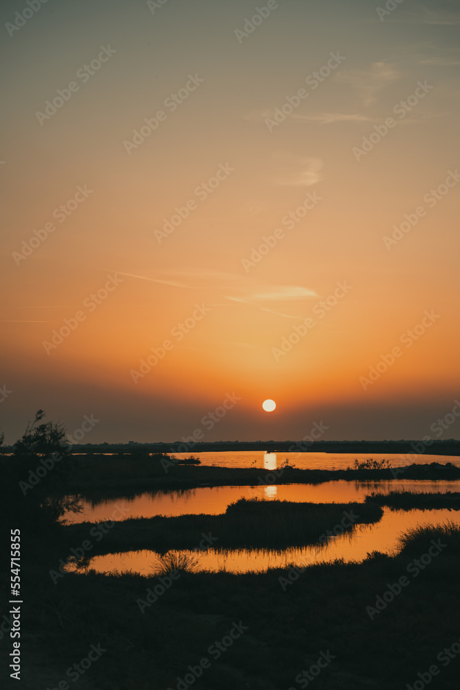 Night sunset on Evros Delta National Park Greece Thrace Night sunset on Evros Delta National Park Greece Thrace