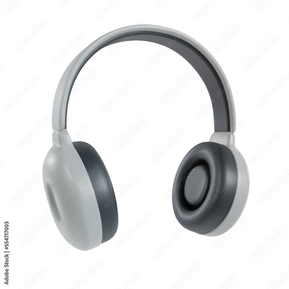 3d realistic headphones in minimal funny cartoon style. Modern design element on white background. Vector illustration or icon. 3d realistic headphones in minimal funny cartoon style. Modern design element on white background. Vector illustration or icon.