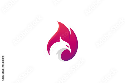 phoenix firebird vector icon logo with flame shape in red gradient color