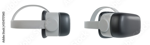 Set 3d realistic virtual reality headset glasses in minimal funny cartoon style. Modern design element on white background. Vector illustration or icon game camera.