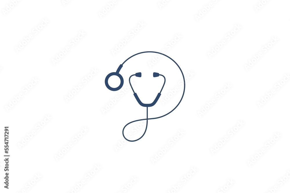 Doctor logo with stethoscope design shaped letter D in simple design Doctor logo with stethoscope design shaped letter D in simple design