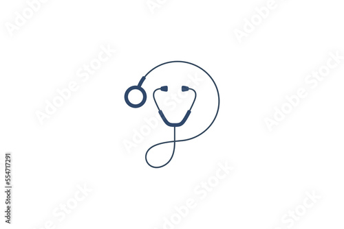 Doctor logo with stethoscope design shaped letter D in simple design