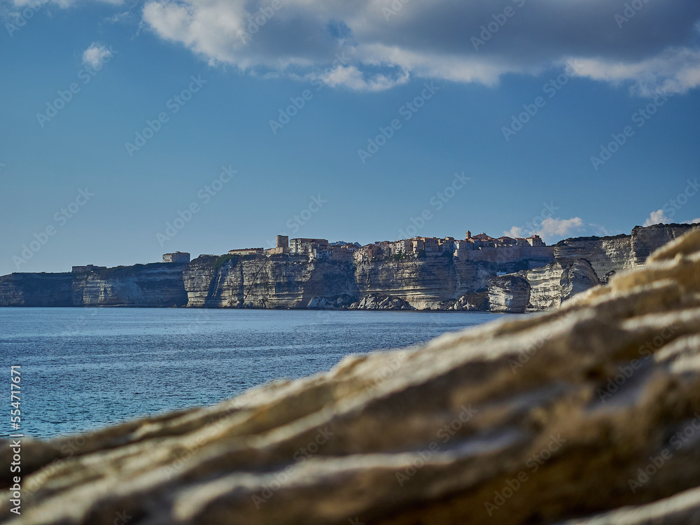 The city of Bonifacio is lying on high cliff