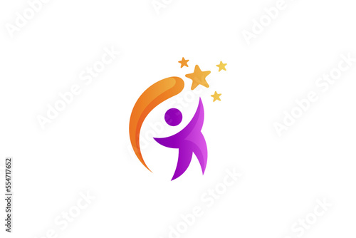 people reach for star in modern design logo