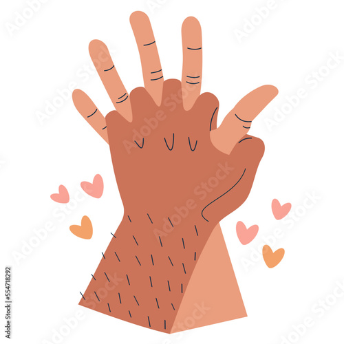 Love and education concept. Sexual desire. Hands of couple. Trendy hand-drawn vector flat cartoon illustration.